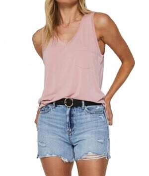 NEW ANOTHER LOVE esther breast pocket tank top in rose quartz